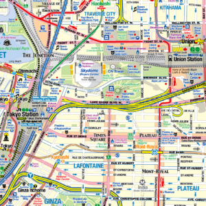 Detail of Tim's Custom Lifemap featuring Montreal, Tokyo, Toronto & more.