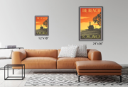 A poster of The Beach lifeguard station in Toronto hangs in a living room