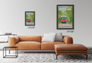 A poster of a CLRV Streetcar in Toronto's High Park hangs on a wall