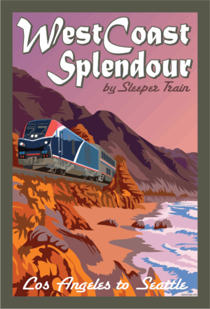 USA West Coast Train Journey Retro Print